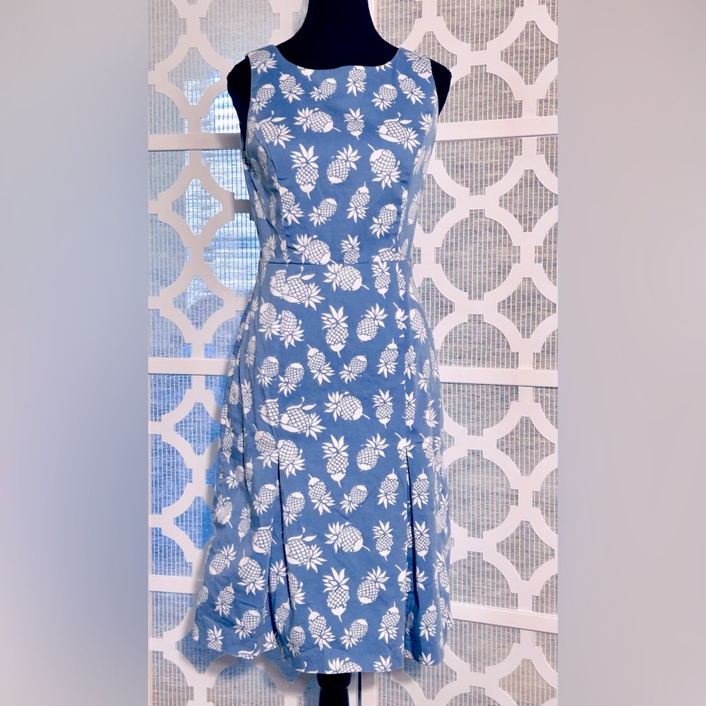 Brooks Brothers Blue and White Midi Dress